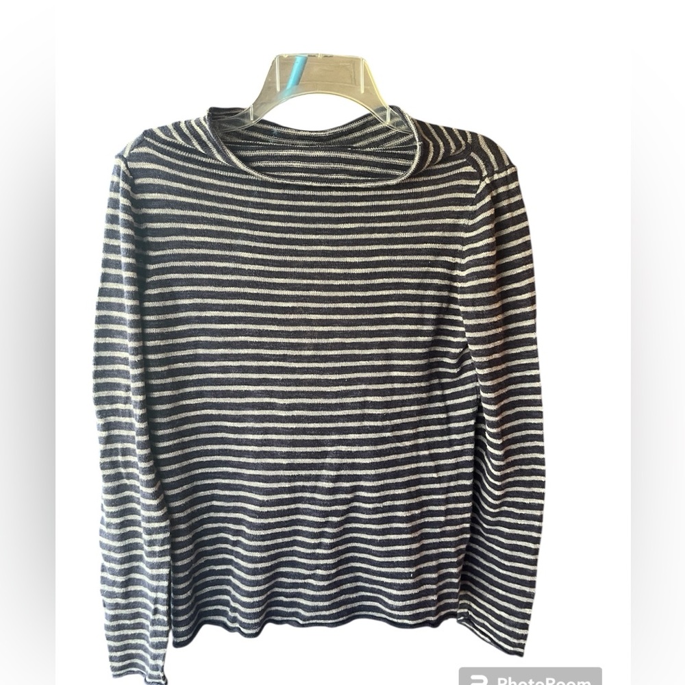 Eileen fisher navy blue striped cowl neck sweater women’s xs